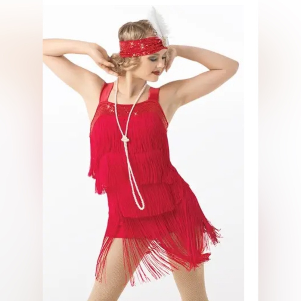 Weissman Showtime Roaring 20'S Red 10544 Sequin Flapper Dress Tap Jazz Dance